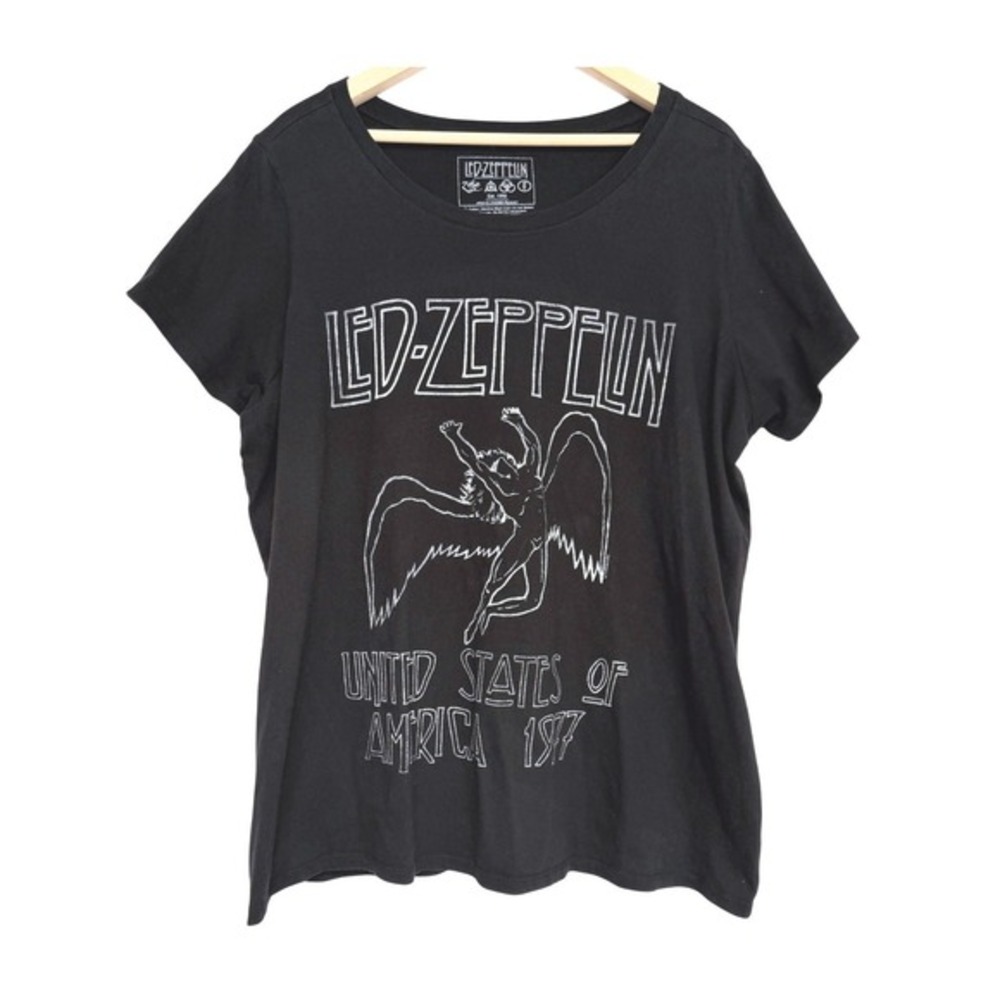Vintage Led Zeppelin 1977 United States‎ of America Tour Shirt Black Size 3 Crew